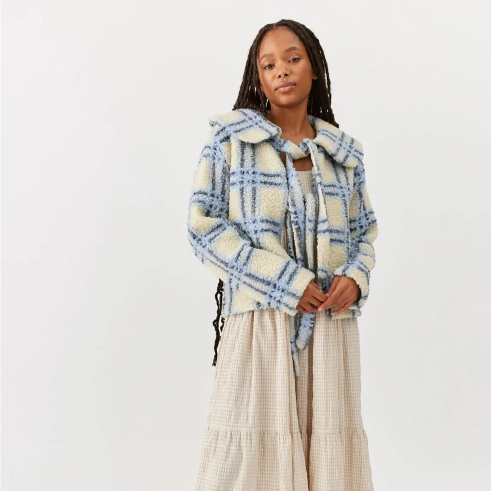 Damson Madder Alfie Sherpa Plaid Cardigan - Picture 4 of 9